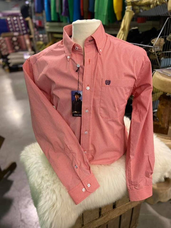 cinch hemd met print zalmroze (113)