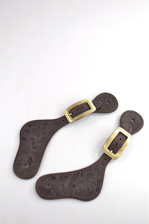 Spurs straps + buckle Citrus flowers dark brown secchiari (2910)