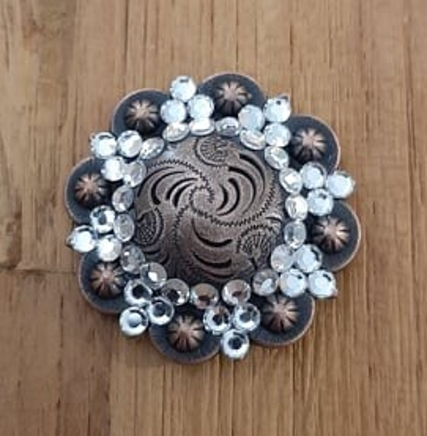 concho met strass steentjes antique copper/white (961)