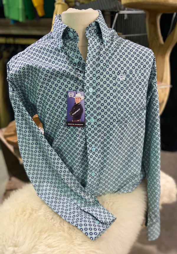 cinch hemd print licht blauw (109)