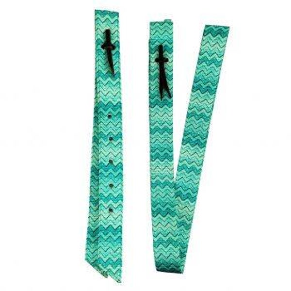 Teal Chevron Nylon tie strap and Off Billet set. 2ply webbed nylon.