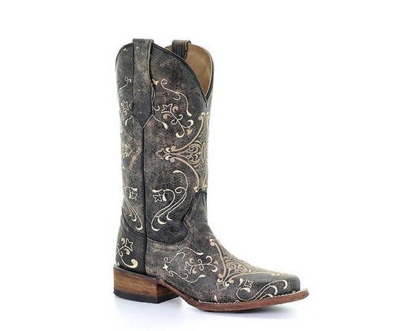 CORRAL circle g Womens Brown Crackle/Bone Embroidery Boots (2786)