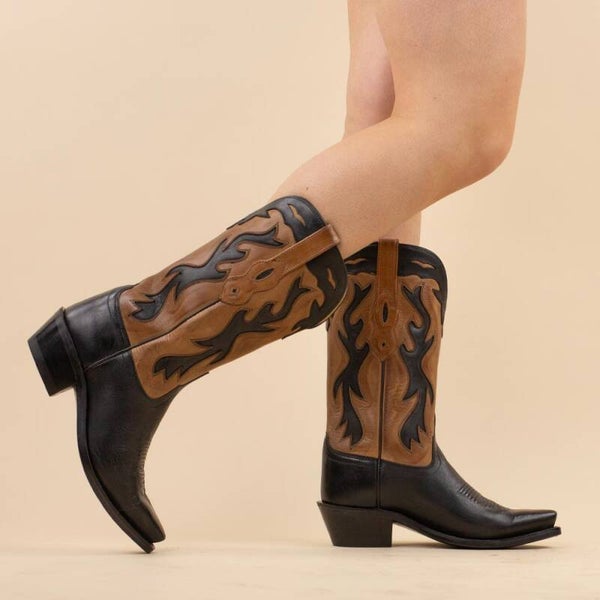 Old West cowboylaarzen Bruin - Zwart (2661)