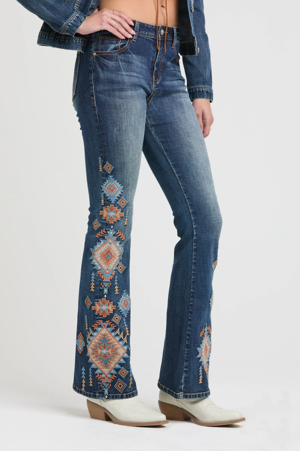 grace in la Aztec Embroidered Detail Flare (3136F)