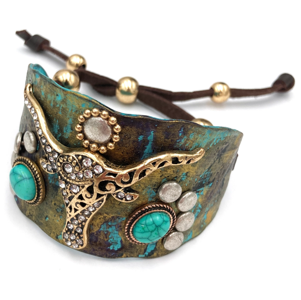 Longhorn turquoise western armband manchet (3079)