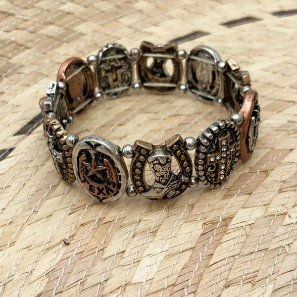 Texas Star hoefijzer laarzen cross western armband (3081)