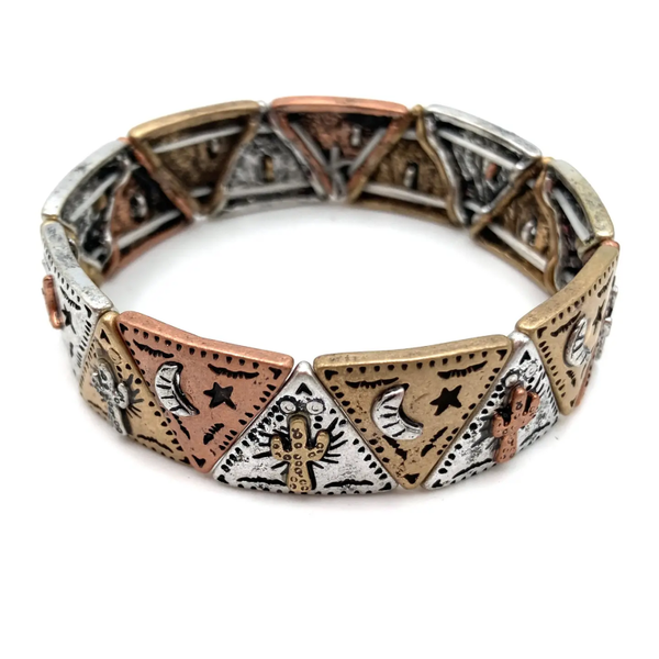 Westerse stijl Cactus Moon Star Desert thema stretch armband (3092)