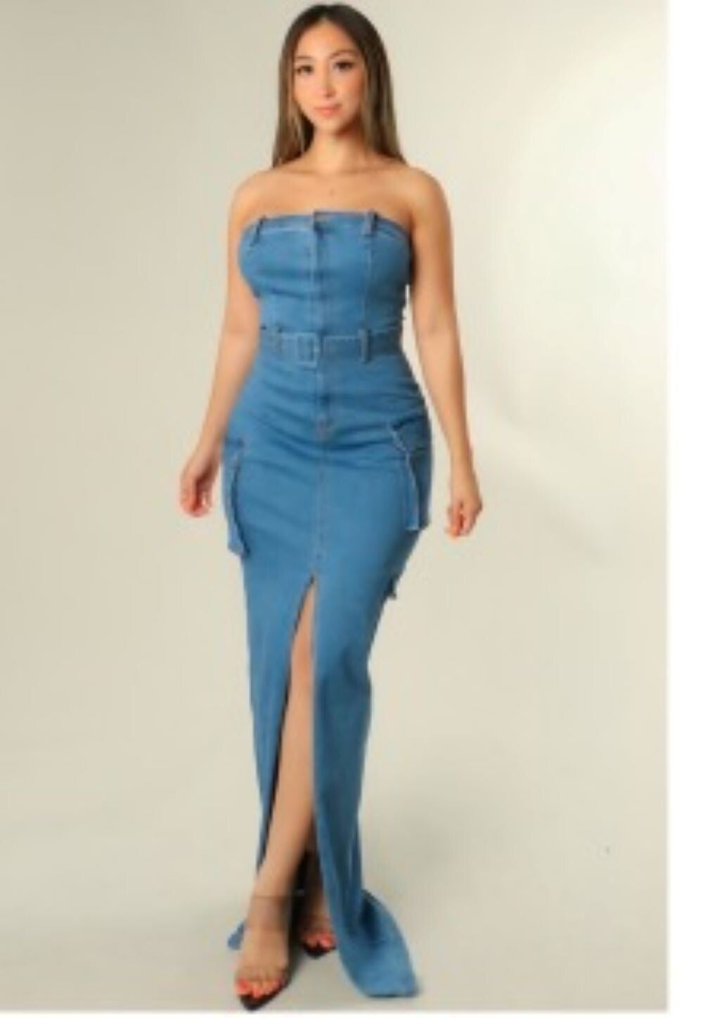 Effortless Denim Slit Dress