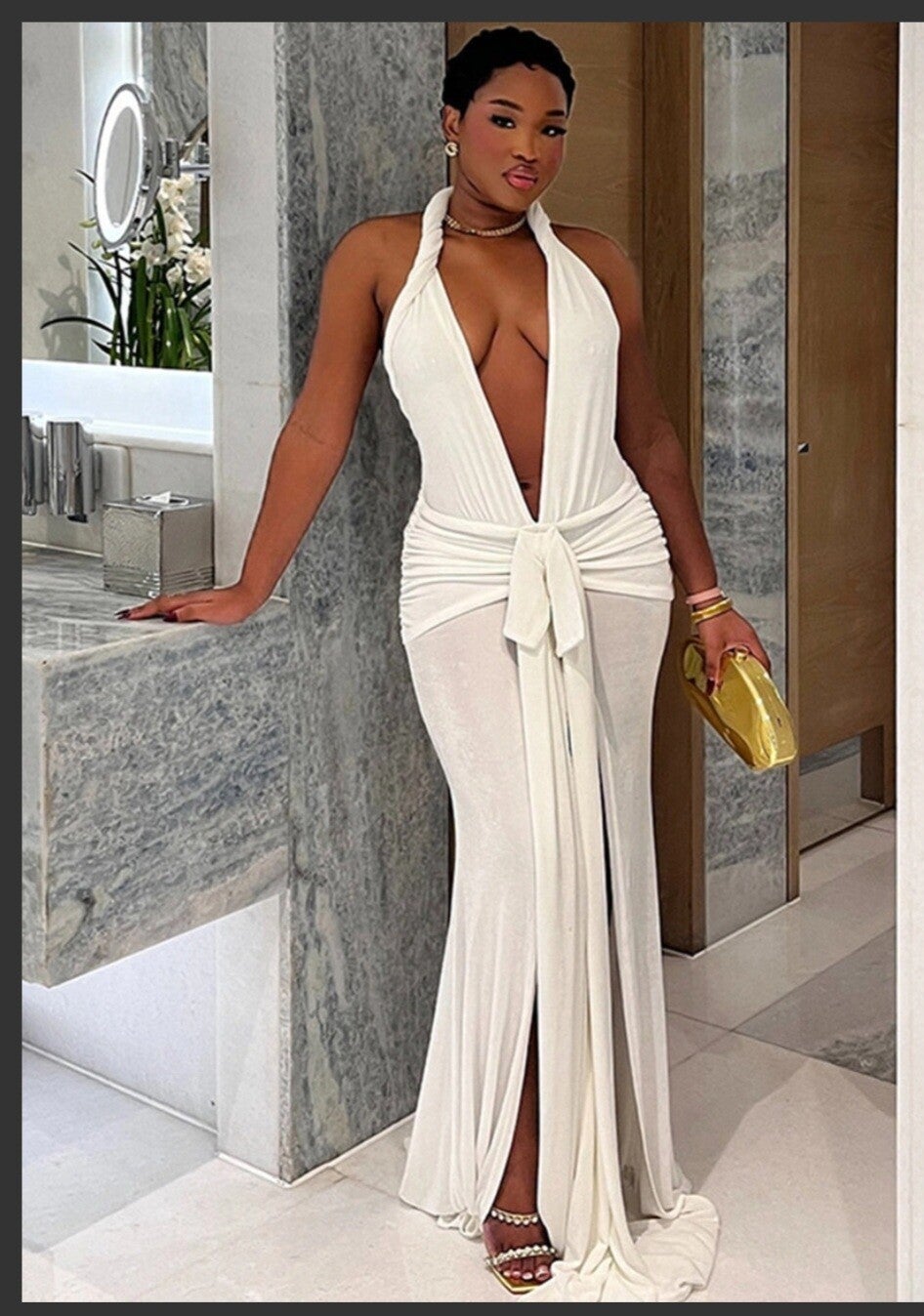 Siren Slit Halter Dress