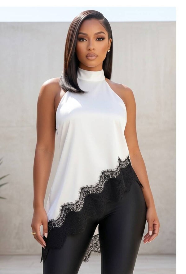 Midnight Lace Halter Top