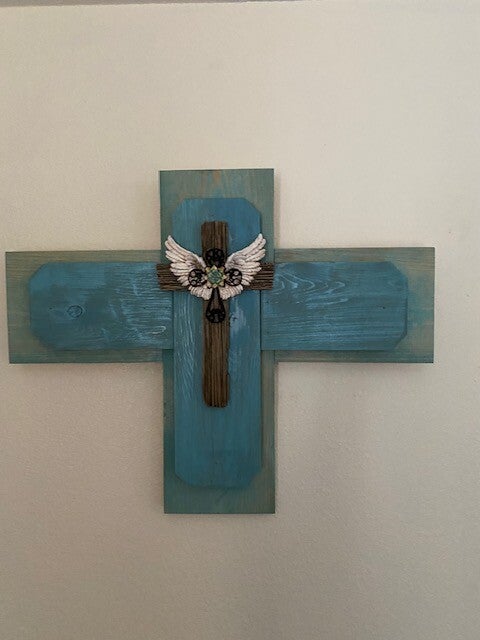 "Angel Wings" Wood Cross