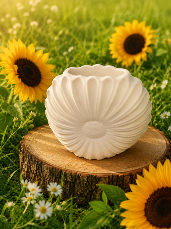 Keramikvase in Blumenform