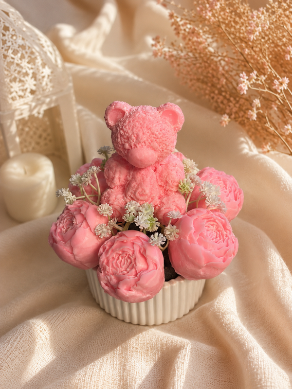 Blumenschale mit Teddybär