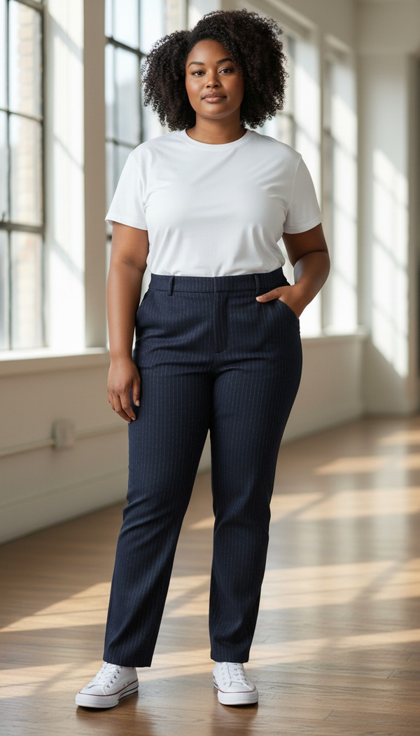 Pantalon noir rayé 50