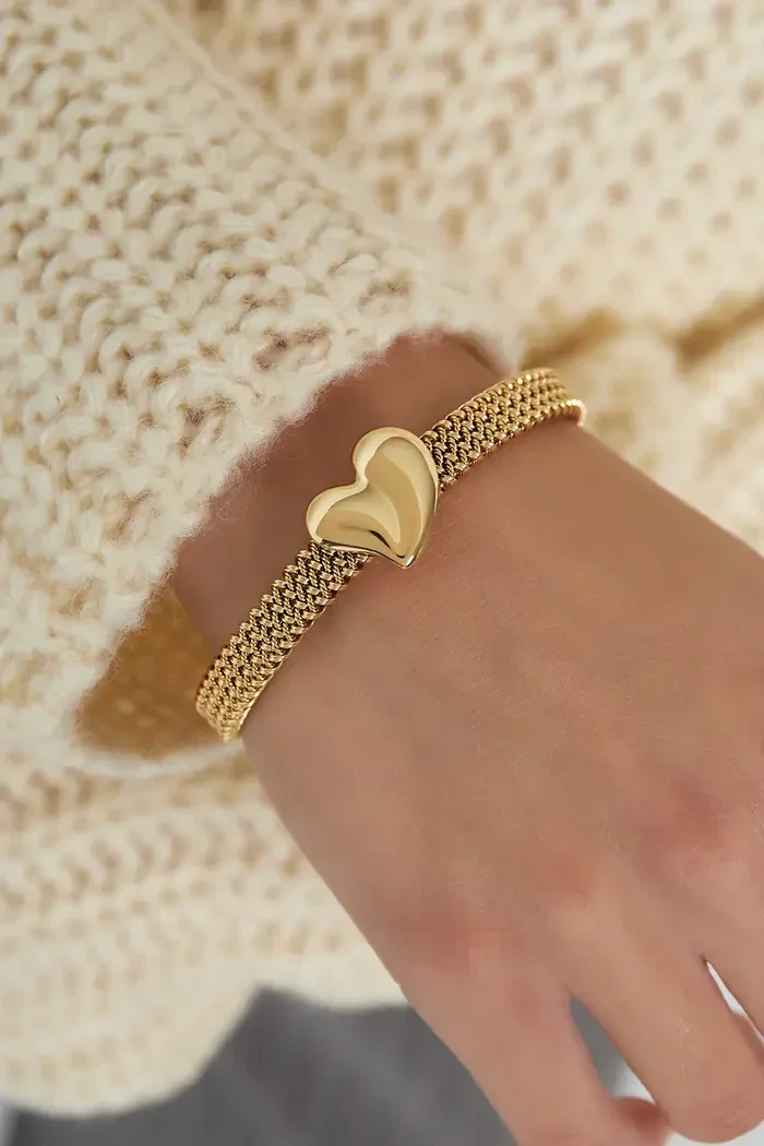 Bangle armband hart - goud