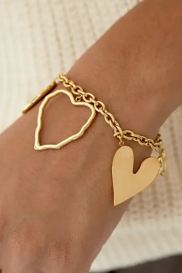 Heartful statement armband - goud