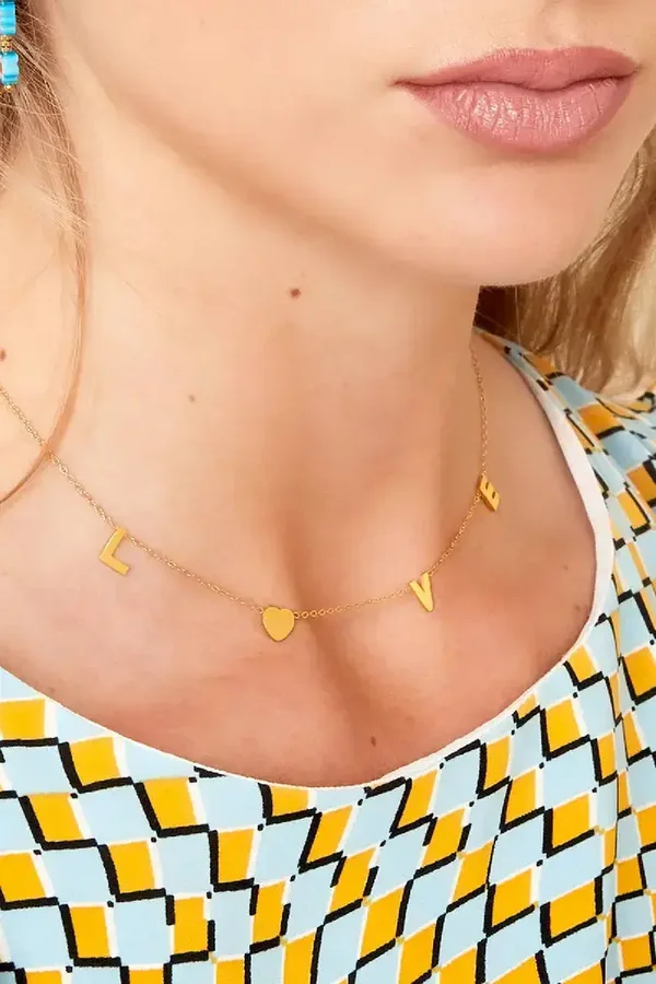 Ketting "Love Letters' Goud Stainless Steel