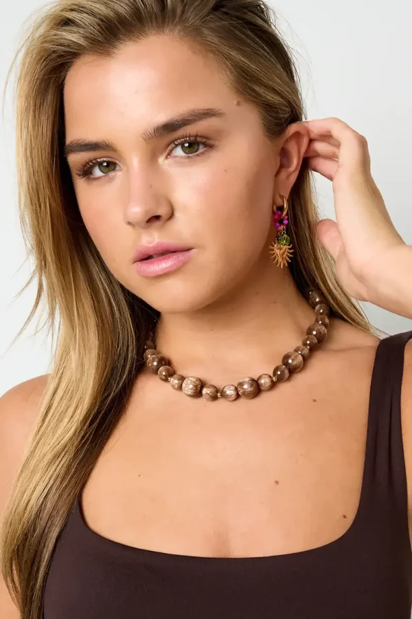 Resin Beaded Ketting Beads - Brown