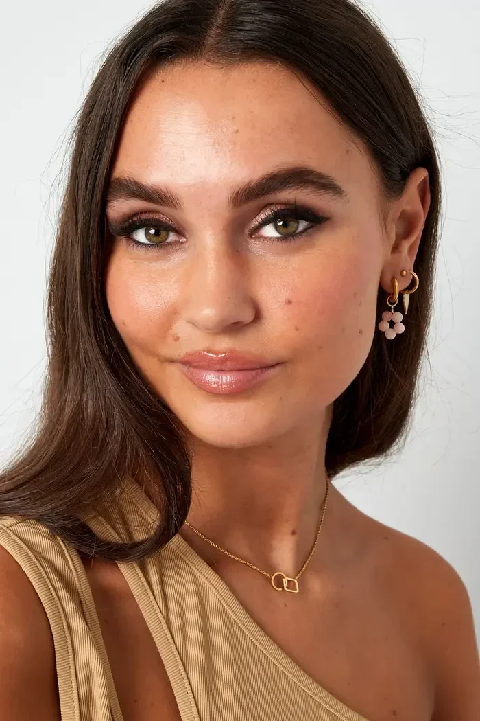 Ketting verbonden vierkant & rondje - goud