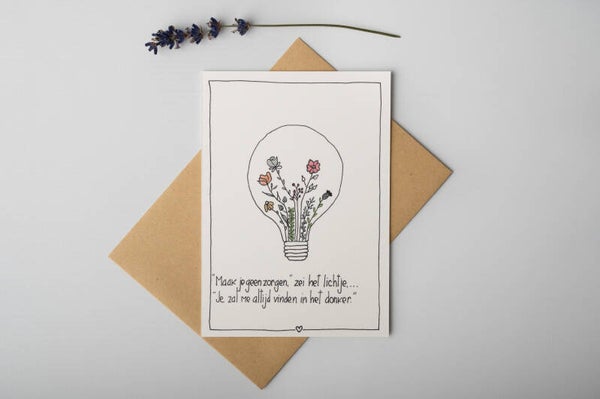 Kaart 'Maak je geen zorgen, zei het lichtje... je zal me altijd vinden in het donker' - Emma.nieke