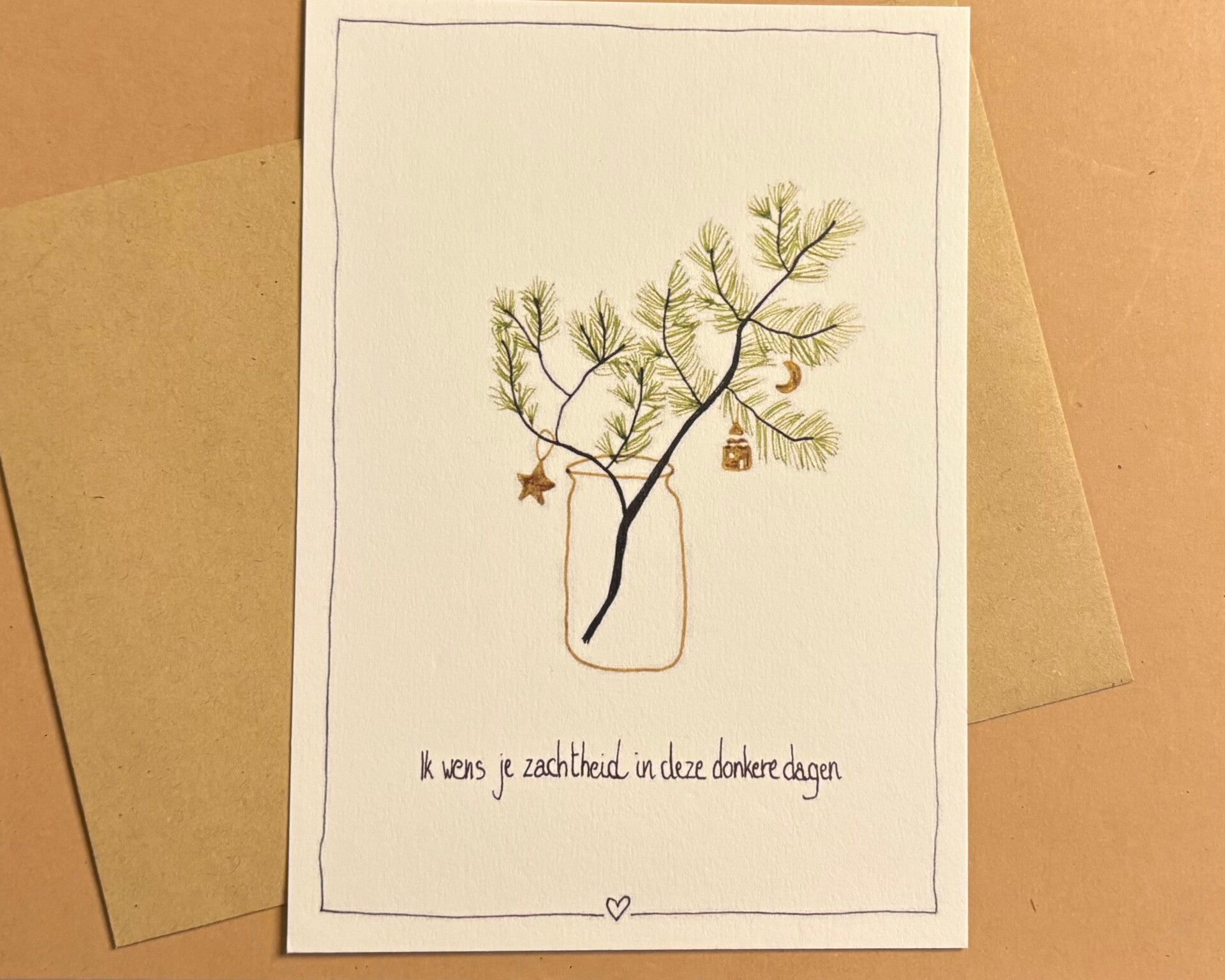 Kerstkaart ‘Ik wens je zachtheid in deze donkere dagen’