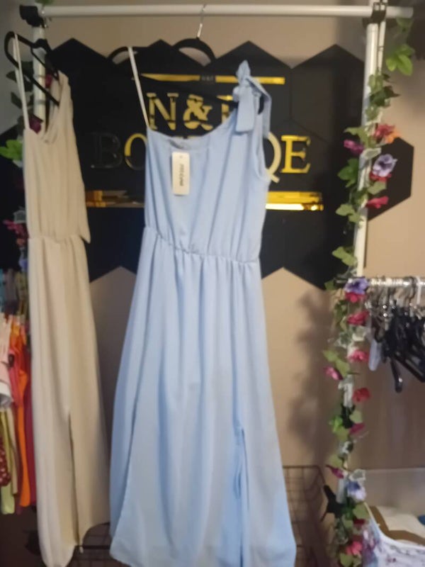 Lange jurk licht blauw