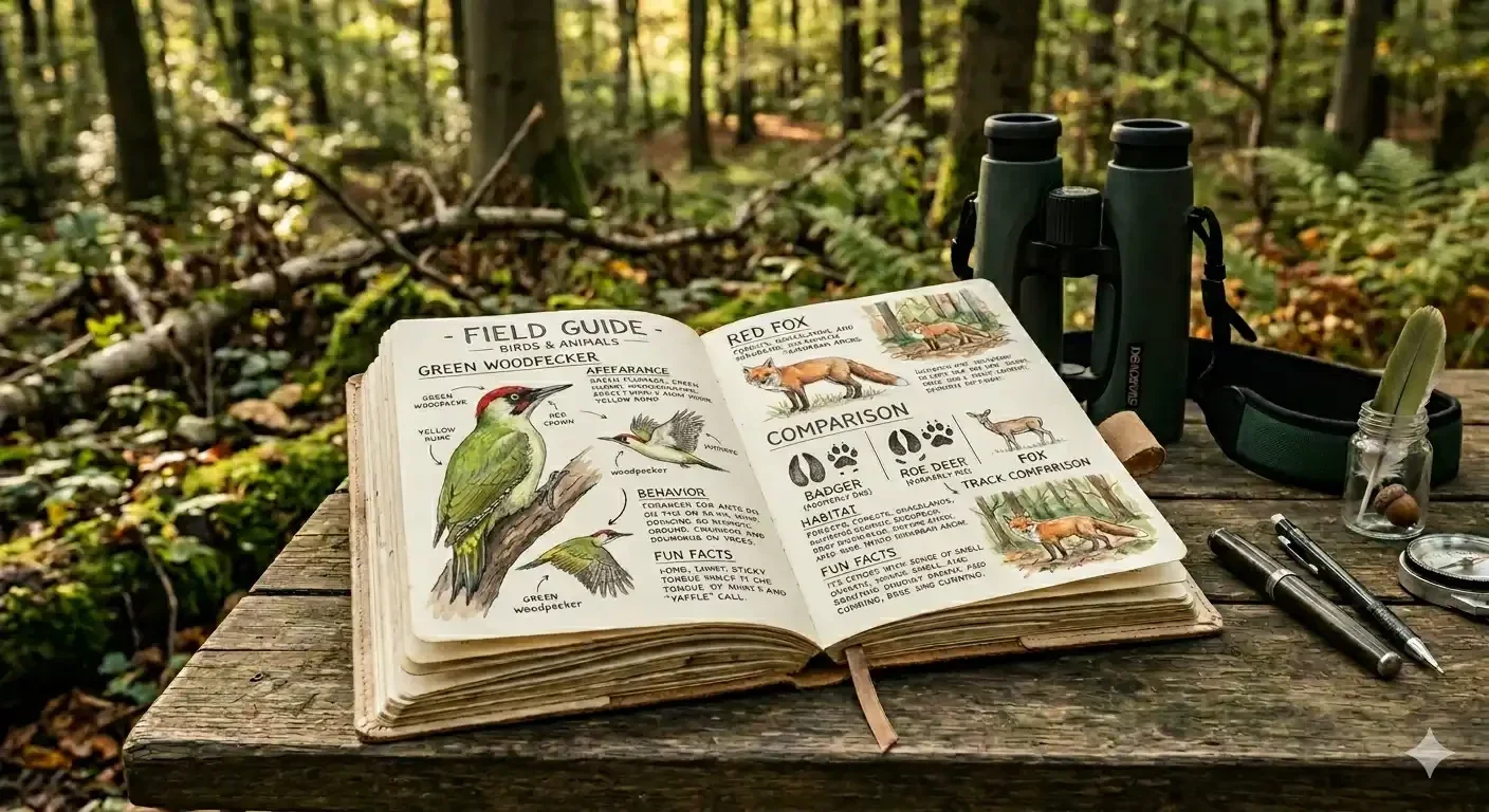 An open book on a wooden table