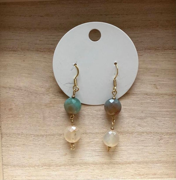 Green and ivory earrings