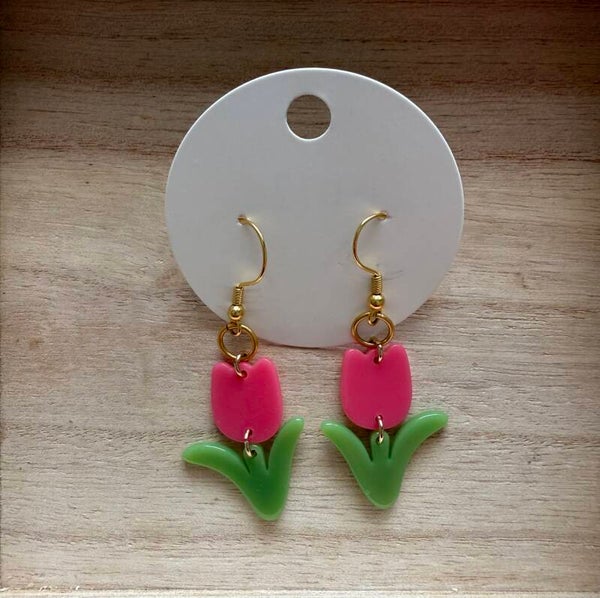 Pink Tulip Earrings