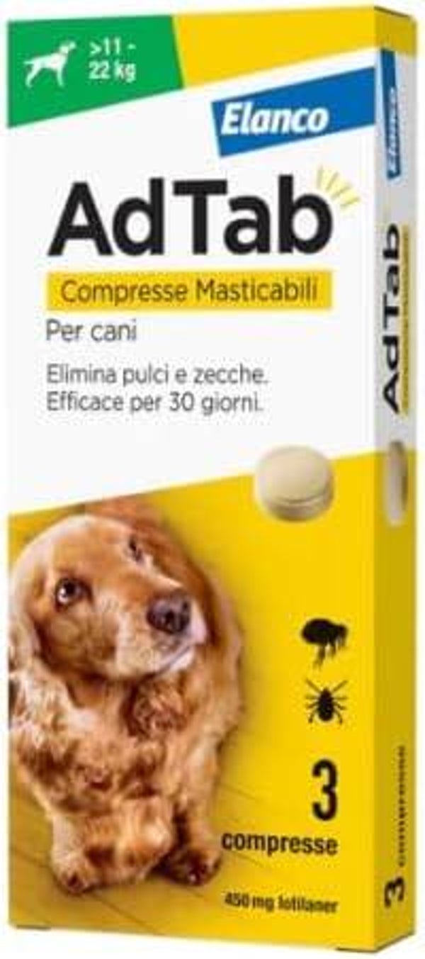 AdTab Compresse Masticabili per cani da 11-22 Kg - 3 compresse