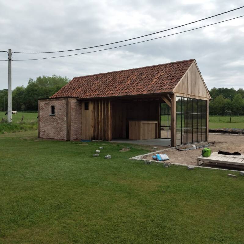 tuinhuis, poolhouse, eiken bijgebouw, goedkoop tuinhuis, blokhut, carport, garage, bijgebouw