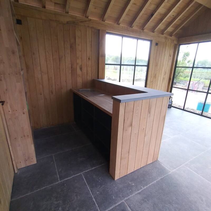 tuinhuis, poolhouse, eiken bijgebouw, goedkoop tuinhuis, blokhut, carport, garage, bijgebouw