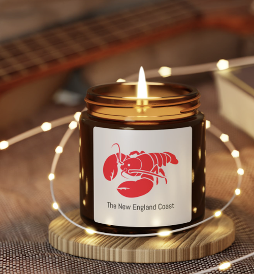 New England Coast Scented Soy Candle - Amber Jar - Coastal Decor