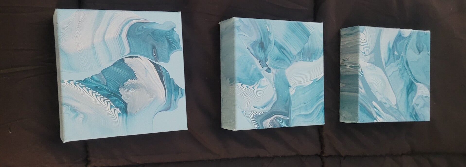 4×4 Acrylic pour,  set of 3