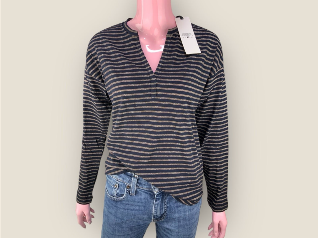 LE TEMPS DES CERISES Langarmshirt Longsleeve „Pamela“ midnight