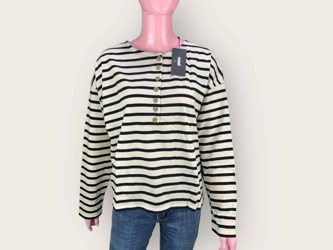 MAVI Langarmshirt schwarz/offwhite