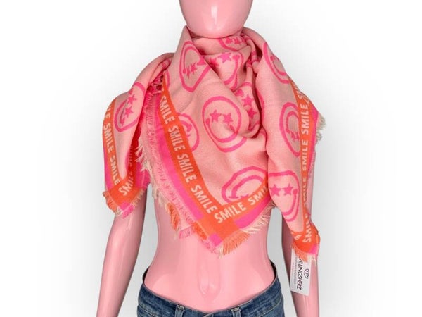 ZWILLINGSHERZ Dreieckstuch „Happy Smiley Klein“ rosa