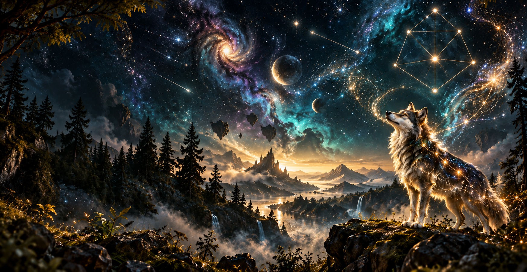 Cosmic wolf beneath the stars