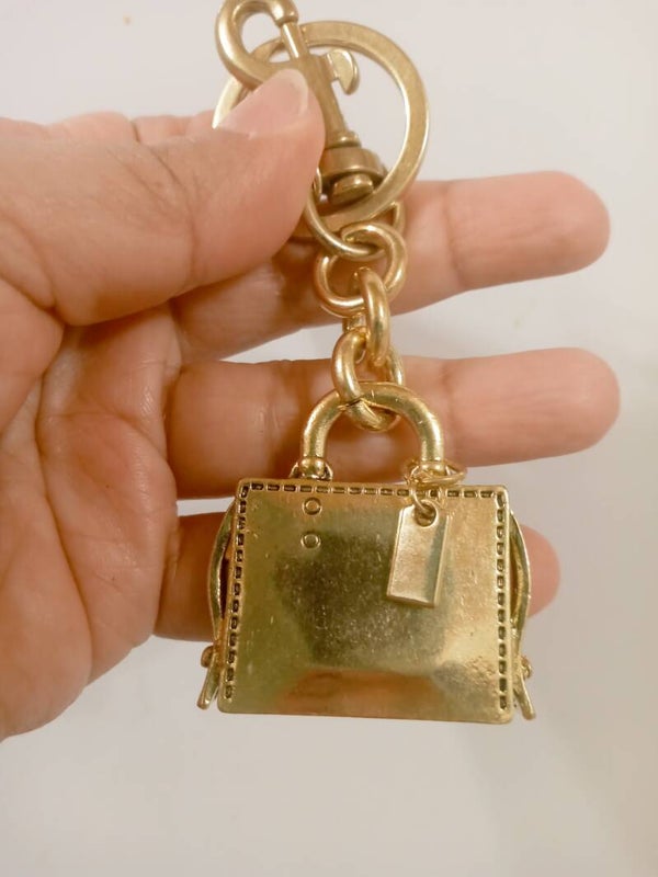 Gold Tone Briefcase Keychain Charm Bag