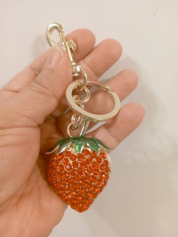 Rhinestones Strawberry Keychain Charm Bag