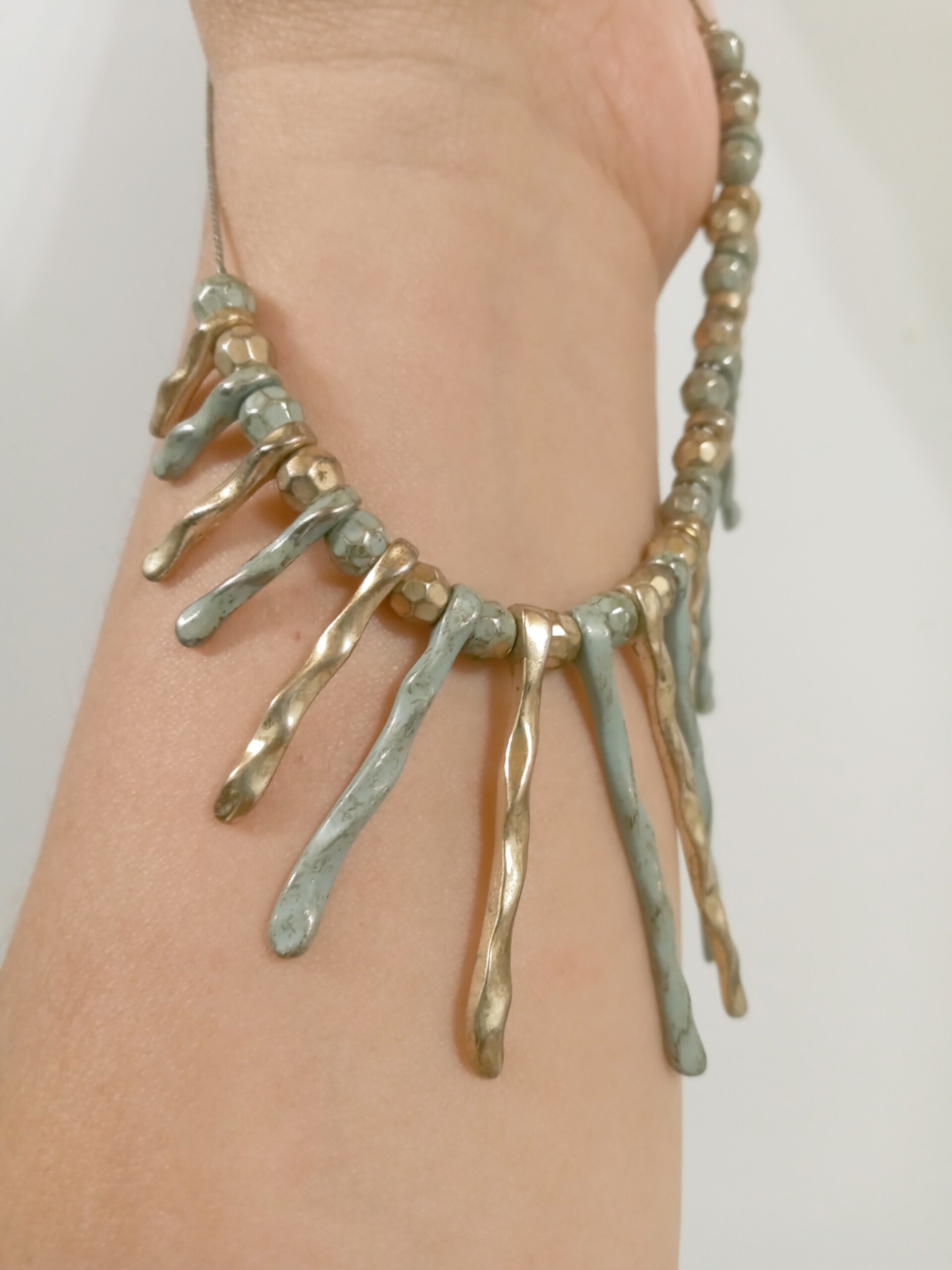 Vintage Gold And Green Tone Necklace