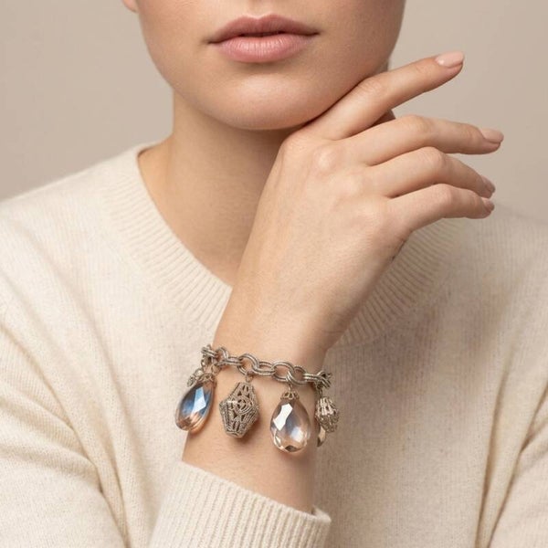 Vintage Crystal Chandelier Charms Bracelet