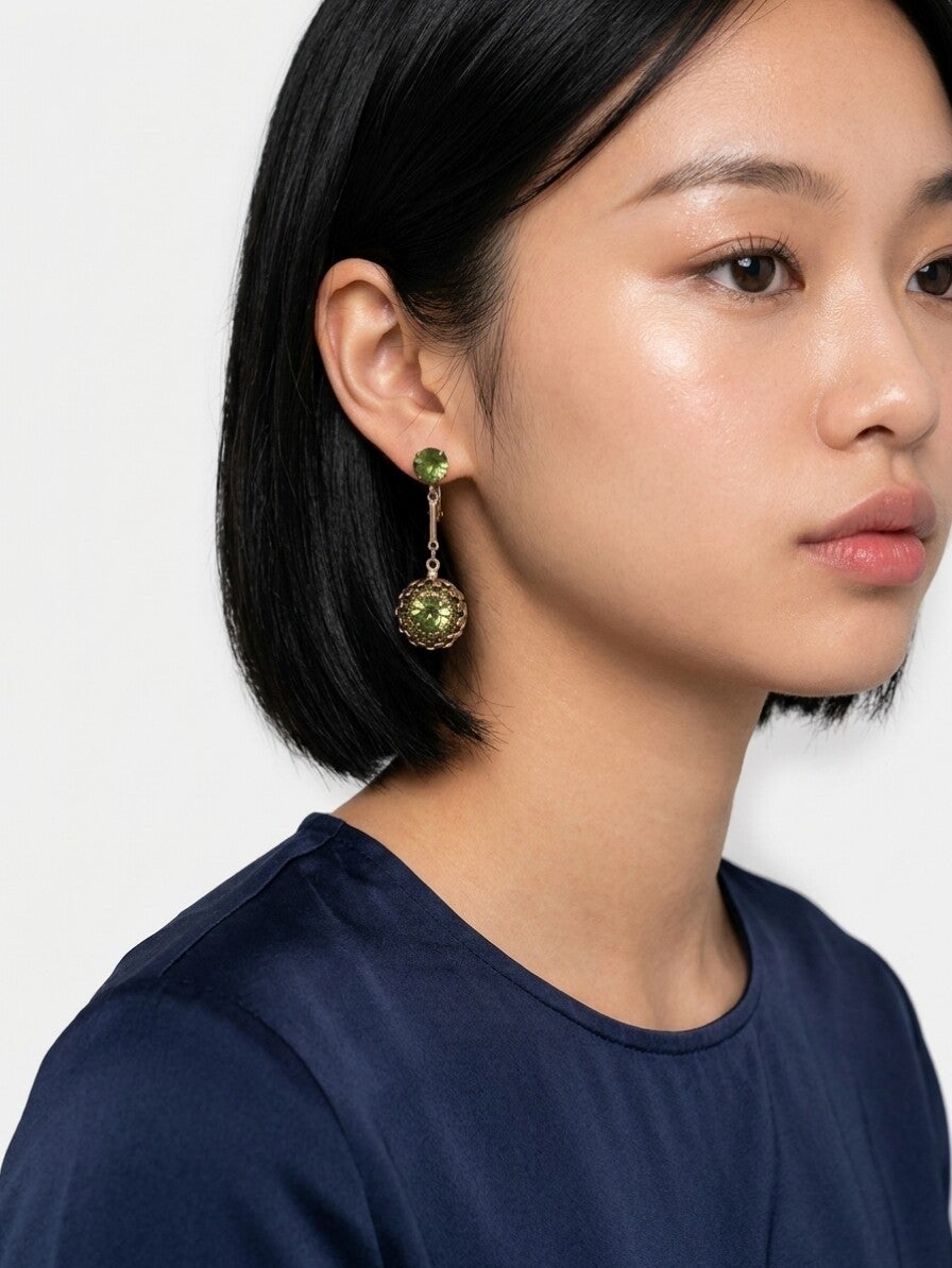Vintage Elegant Green Crystal Drop Earrings