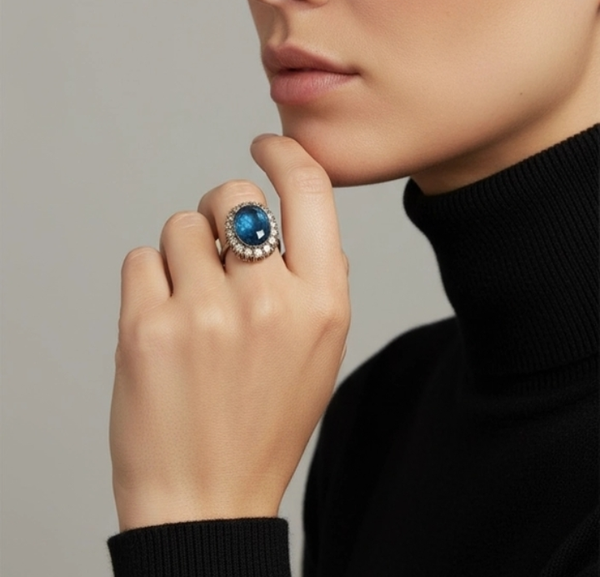 Vintage Blue Gemstone Cocktail Ring