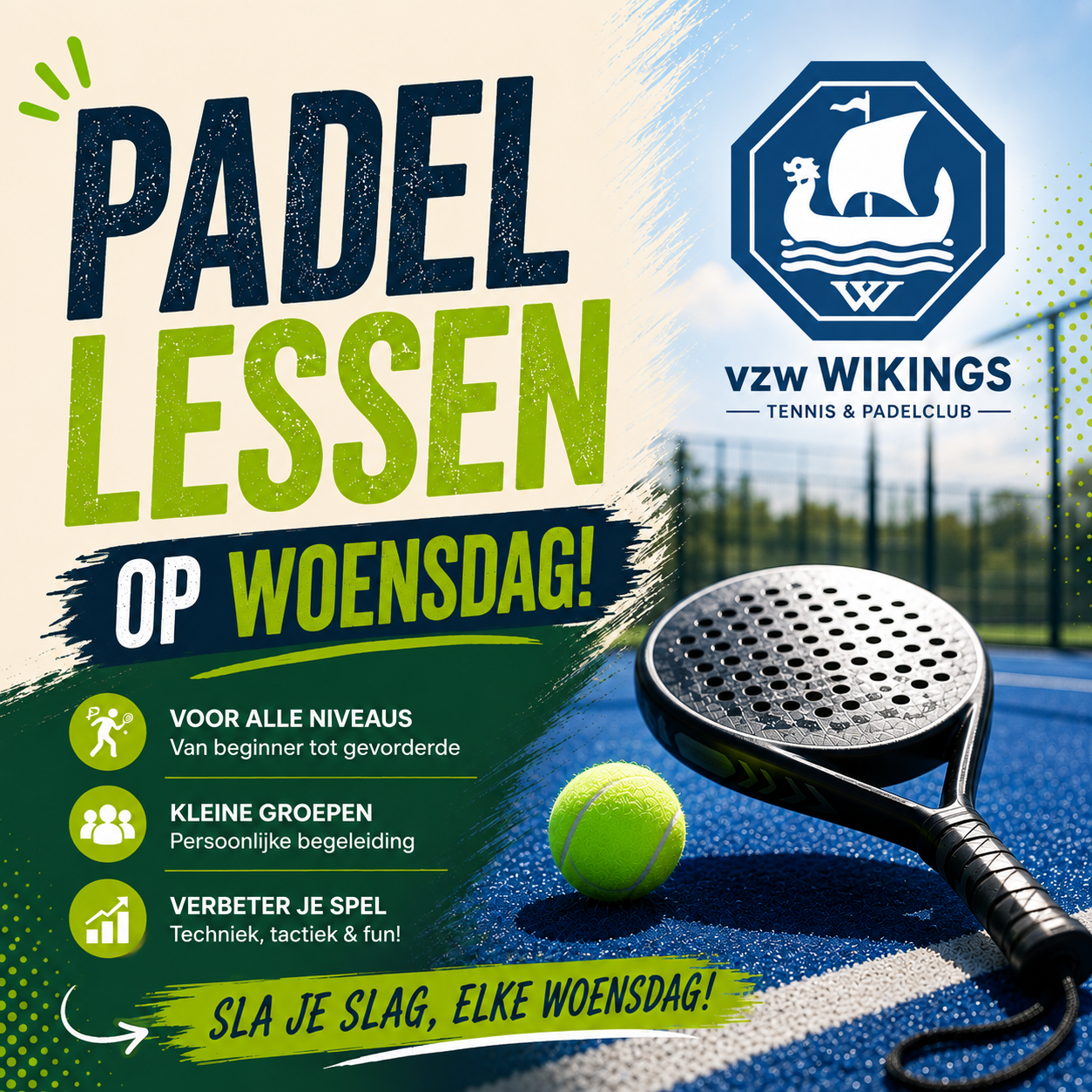 Padelles op woensdag 18u tot 19u
