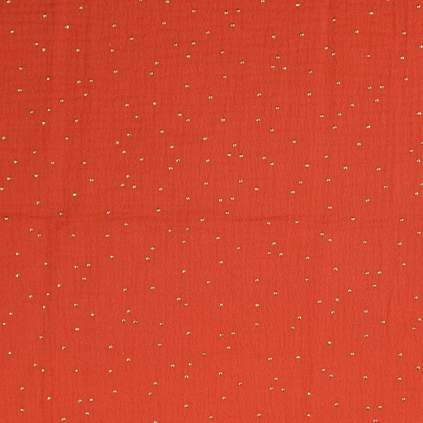 Musselin Double Gauze Glitzer Punkte Orange
