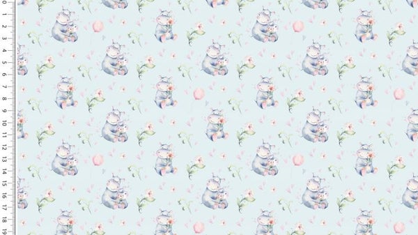 Baumwolle Stoff Nilpferd Hellblau