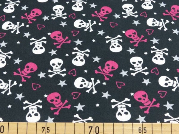 Baumwoll Druck Pink Skulls