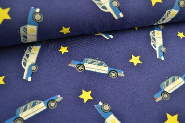 Baumwolljersey Polizeiauto blau