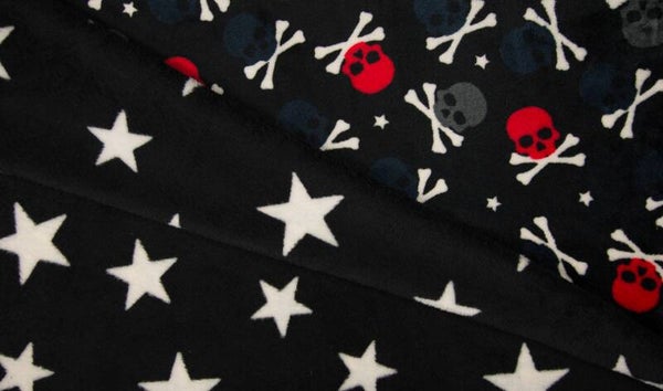 Flanell Fleece Skull and Stars Black